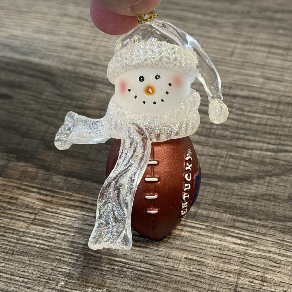 University Kentucky Wildcats Football Christmas Ornament Snowman NCAA UK Glitter
